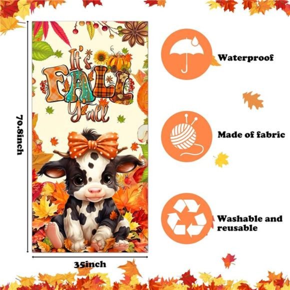 Fall Thanksgiving Door Decoration It's Fall Y'all Banner Indoor/Outdoor 70"x 35" - Picture 2 of 6
